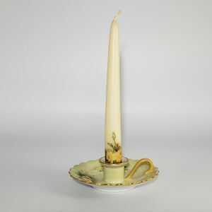 Vintage Green Floral Taper Candle And Candle Holder Westbrook